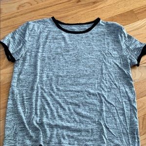 grey tee short with black trim